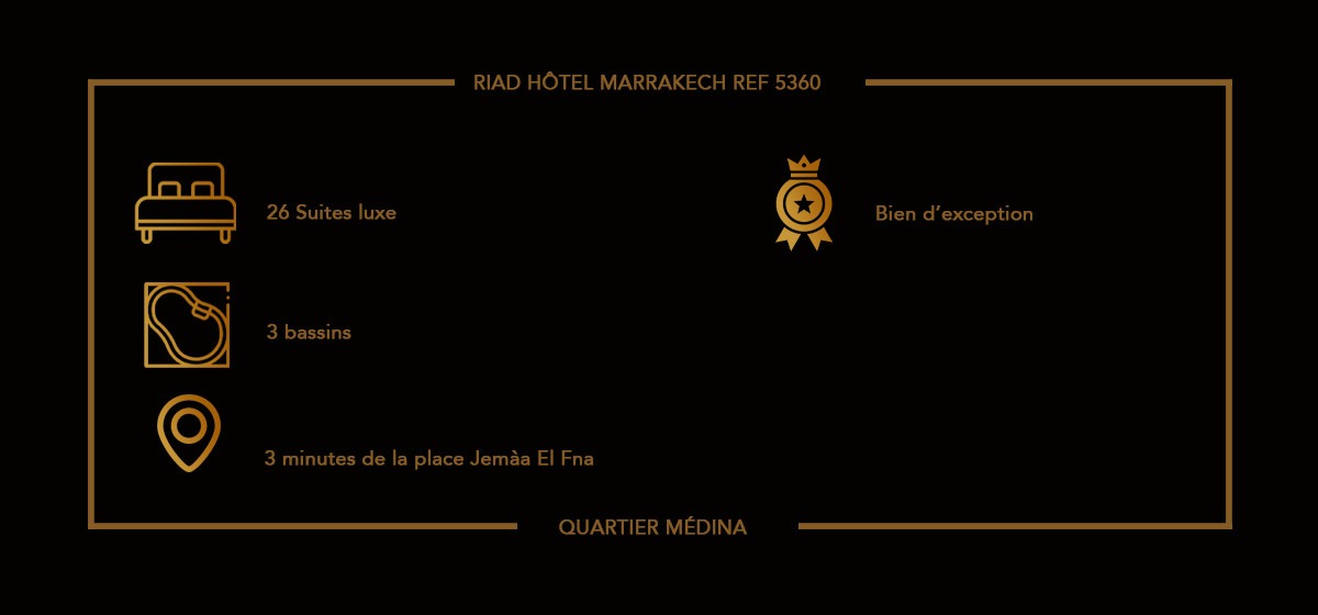 Fiche Hôtel Riad Marrakech à vendre Ronsart Invest