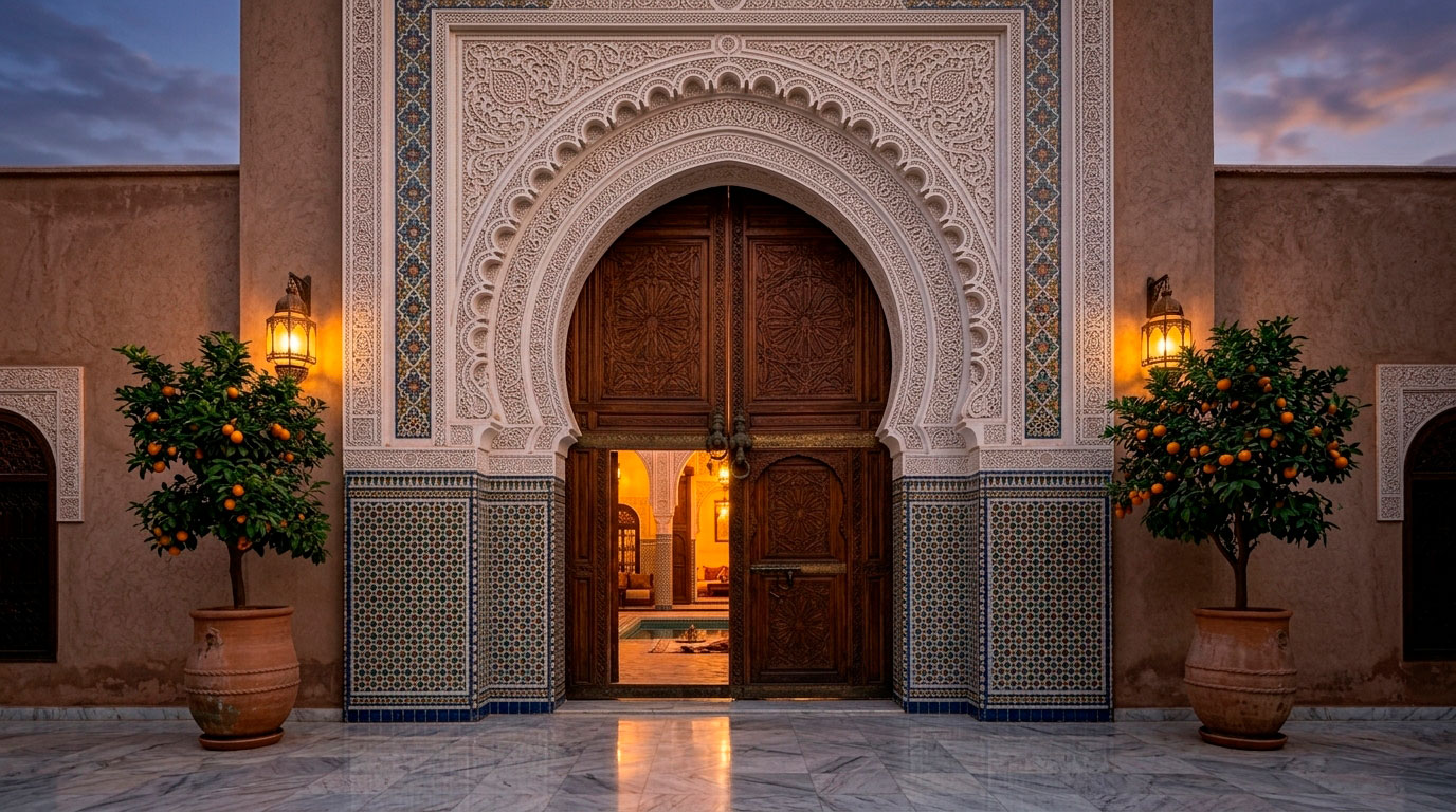 Entrée de riad de luxe dans la Médina de Marrakech Ronsart Invest